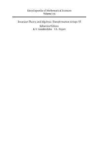 Encyclopaedia of Mathematical Sciences Volume 135 Invariant