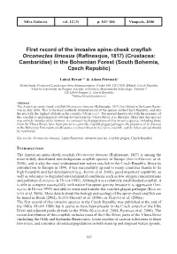 First Record of the Invasive Spine-Cheek Crayfish Orconectes