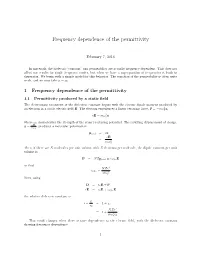 Frequency Dependence of the Permittivity