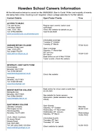 Howden School Careers Information All the Information Below Is Correct on the 30/09/2020