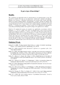 Is Psi a Type of Knowledge? Results: Published Work