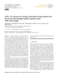 OZO V.1.0: Software for Solving a Generalised Omega Equation and the Zwack–Okossi Height Tendency Equation Using WRF Model Output