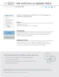 Airborne Transmission of SARS-Cov-2: Proceedings of a Workshop in Brief (2020)