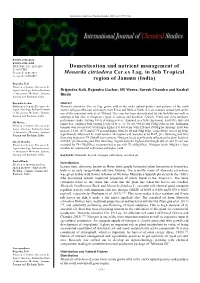 Domestication and Nutrient Management of Monarda Citriodora