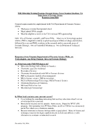 NIH Fellowship Training Program- Forensic Science Career Seminar Questions VA Department of Forensic Science Responses from Phds