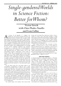 Single-Gendered Worlds in Science Fiction: Better for Whom? Victor Grech with Clare Thake-Vasallo and Ivan Callus