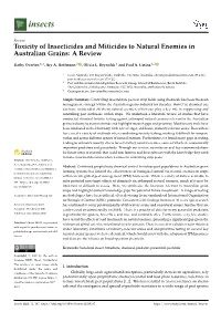 Toxicity of Insecticides and Miticides to Natural Enemies in Australian Grains: a Review