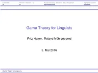 Game Theory for Linguists