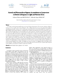 Growth and Photosynthetic Pigment Accumulation in Lycopersicum