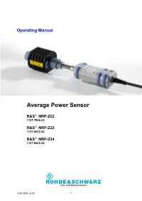 Operating Manual R&S NRP-Z22