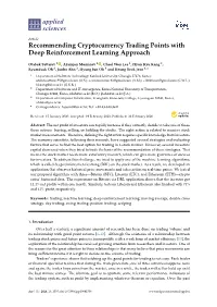 Recommending Cryptocurrency Trading Points with Deep Reinforcement Learning Approach