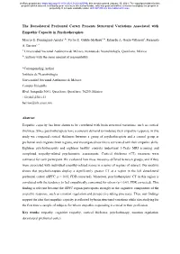 The Dorsolateral Prefrontal Cortex Presents Structural Variations Associated with Empathic Capacity in Psychotherapists
