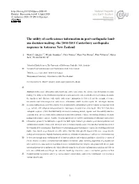 The Utility of Earth Science Information in Post-Earthquake Land- Use Decision-Making: the 2010-2011 Canterbury Earthquake Sequence in Aotearoa New Zealand