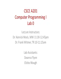 CSCE A201 Computer Programming I Lab 0
