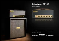 Friedman BE100 Plugin Manual