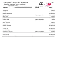 Highways and Transportation Department Page 1 List Produced Under Section 36 of the Highways Act