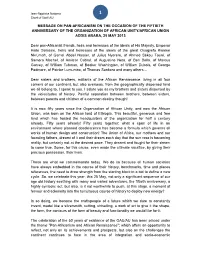 Message on Pan-Africanism on the Occasion of the Fiftieth Anniversary of the Organization of African Unity/African Union Addis Ababa, 25 May 2013