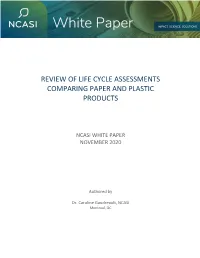 Review of Life Cycle Assessments Comparing Paper and Plastic Products