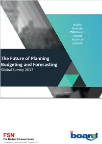 The Future of Planning Budgeting and Forecasting Global Survey 2017