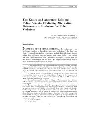 The Knock-And-Announce Rule and Police Arrests: Evaluating Alternative Deterrents to Exclusion for Rule Violations