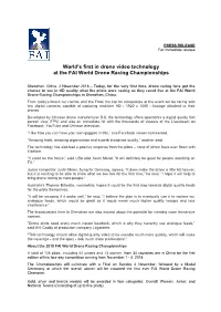 World's First in Drone Video Technology at the FAI World Drone Racing