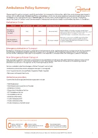 Ambulance Policy Summary