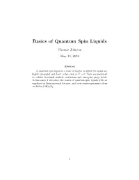 Basics of Quantum Spin Liquids