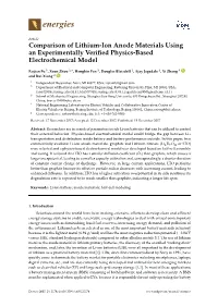 Comparison of Lithium-Ion Anode Materials Using an Experimentally Verified Physics-Based Electrochemical Model