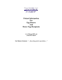 Complete Oocyte (Egg) Donation Booklet for Donors and Recipients