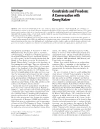 Constraints and Freedom: a Conversation with Georg Katzer