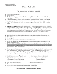 T&T Tool List