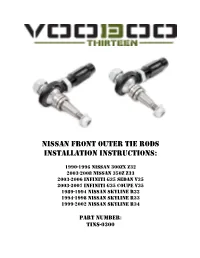 Voodoo13 350Z Front Outer Tie Rods Installation Instructions (Pdf)