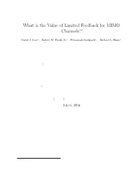 What Is the Value of Limited Feedback for MIMO Channels?∗