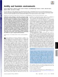 Aridity and Hominin Environments