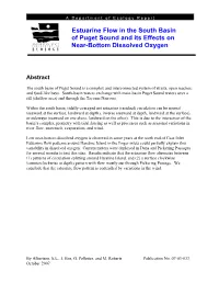 Estuarine Flow in the South Basin of Puget Sound and Its Effects on Near-Bottom Dissolved Oxygen