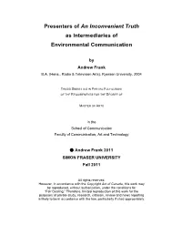 Presenters of an Inconvenient Truth As Intermediaries of Environmental Communication