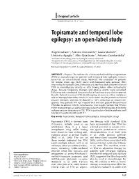 Topiramate and Temporal Lobe Epilepsy: an Open-Label Study