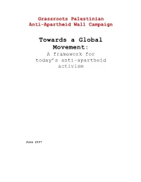 Towards a Global Movement: a Framework for Today’S Anti-Apartheid Activism