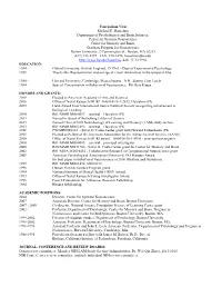 Curriculum Vitae Michael E. Hasselmo Department of Psychological and Brain Sciences, Center for Systems Neuroscience Center