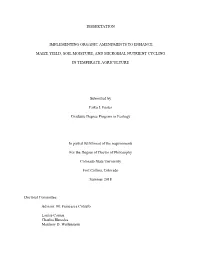 Dissertation Implementing Organic Amendments To