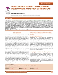 MOBILE APPLICATION - CROSS DOMAIN DEVELOPMENT and STUDY of PHONEGAP IJCRR Section: Healthcare Sci