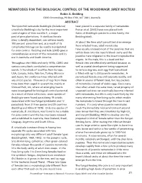NEMATODES for the BIOLOGICAL CONTROL of the WOODWASP, SIREX NOCTILIO Robin A