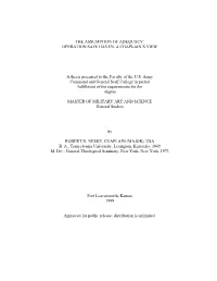 OPERATION SAFE HAVEN, a CHAPLAIN's VIEW a Thesis