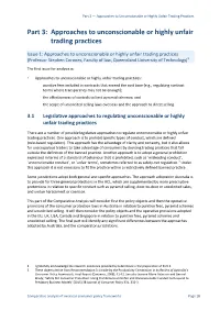 Part 3: Approaches to Unconscionable Or Highly Unfair Trading Practices