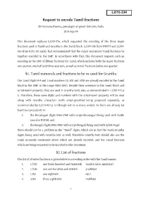 Request to Encode Tamil Fractions §1. Tamil Numerals and Fractions to Be
