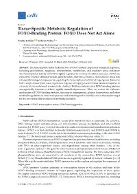 Tissue-Specific Metabolic Regulation of FOXO-Binding Protein