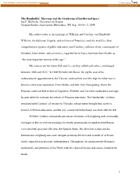 1 the Humboldts' Marriage and the Gendering of Intellectual Space Ian