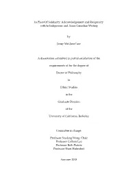 Acknowledgement and Reciprocity With/In Indigenous and Asian Canadian Writing