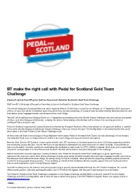 BT Make the Right Call with Pedal for Scotland Gold Team Challenge
