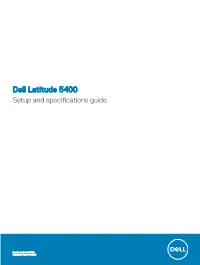 Dell Latitude 5400 Setup and Specifications Guide
